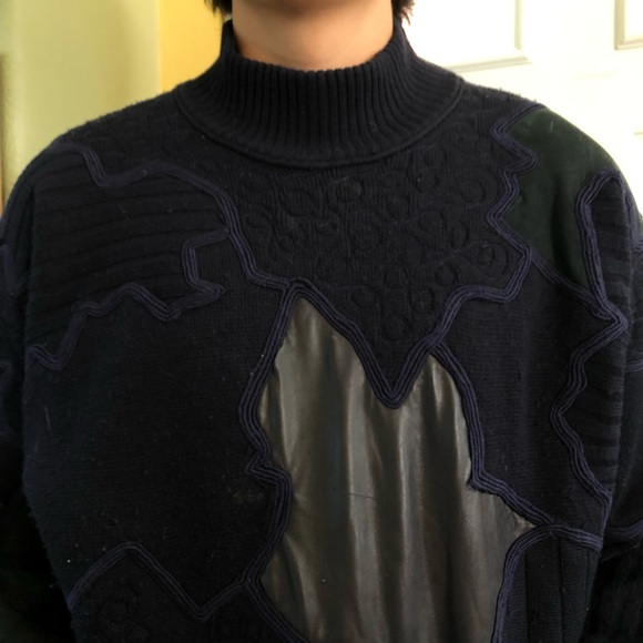 VTG Wool Patchwork Mock Sweater - Picture 4 of 9